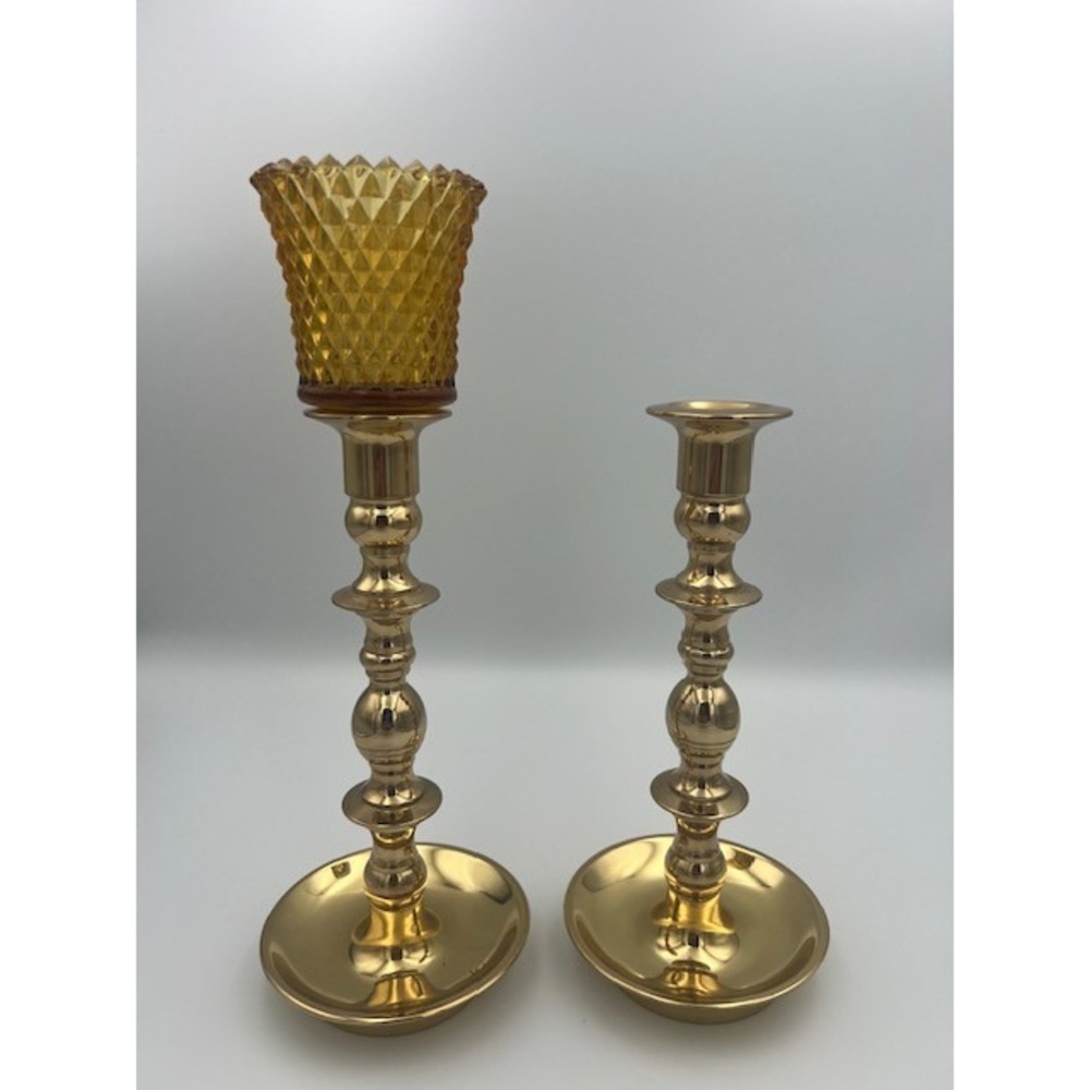 Vintage Baldwin Forged Brass Candlestick Holders Pair 9 inches HEAVY High Polish